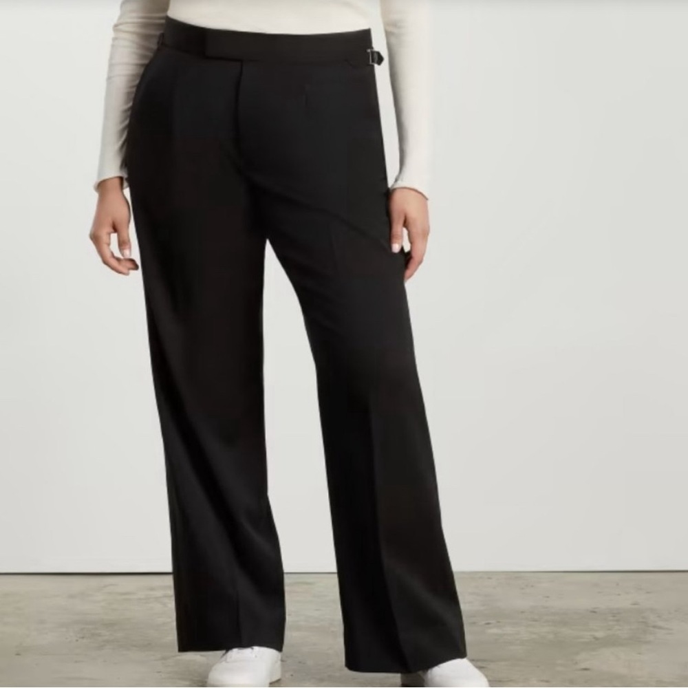 Everlane The 80’s Italian Wool Wide Leg Pleated Trouser Pants Black